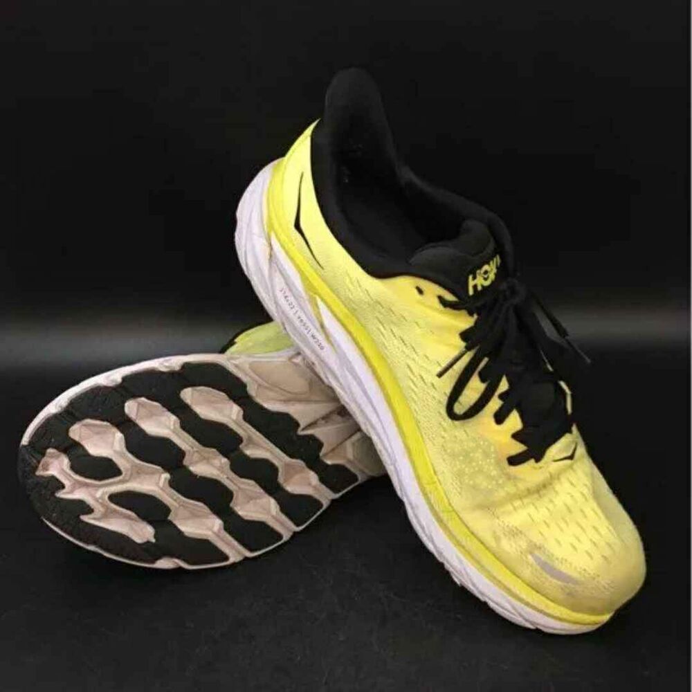 Hoka One One Yellow Clifton 8 Running Tennis Shoes Sneakers Men 11.5D Women 13D